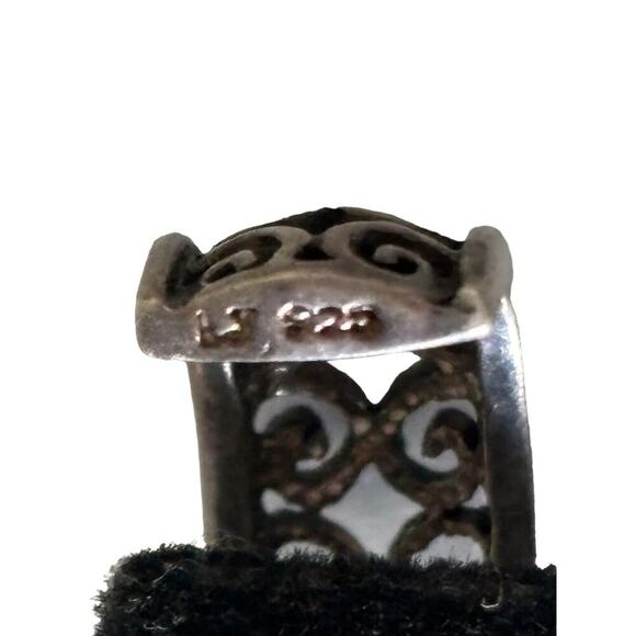 Sterling Silver Half Hoop Pierced Scroll Earrings Drop Signed Artisian Vintage - Picture 4 of 11